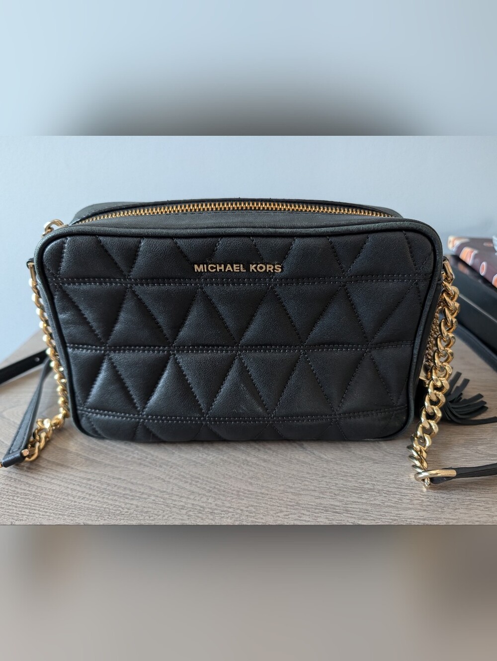 Michael Kors Ginny Camera Bag In Black Leather